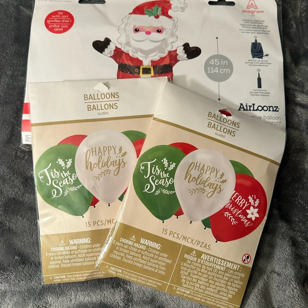 Christmas Decorations Balloons Santa Claus Foil Jumbo Airloonz Latex Party 3 Ft